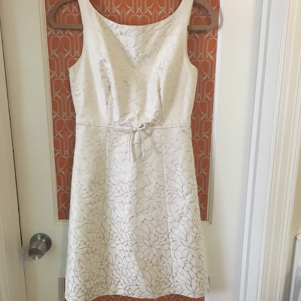 J.Crew ivory floral brocade shift silk dress 2